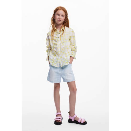 Desigual geruit blouse lichtgeel afbeelding