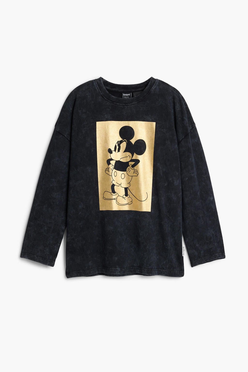 Zwarte jongens Desigual Mickey Mouse T-shirt van katoen met printopdruk, lange mouwen en ronde hals