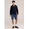WE Fashion regular casual overhemd met linnen donkerblauw