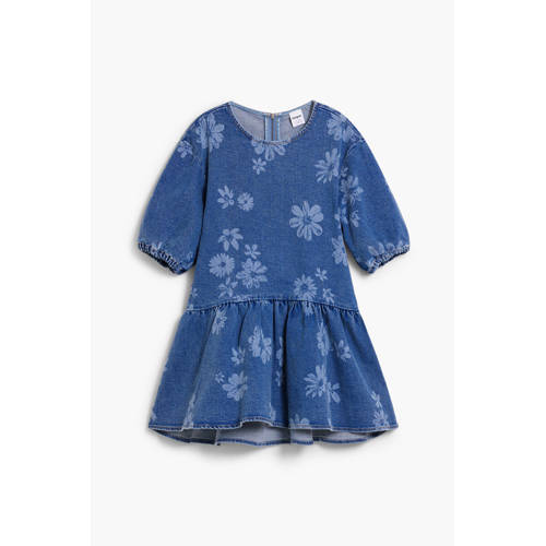 Desigual denim gebloemde A-lijn jurk medium blue denim afbeelding