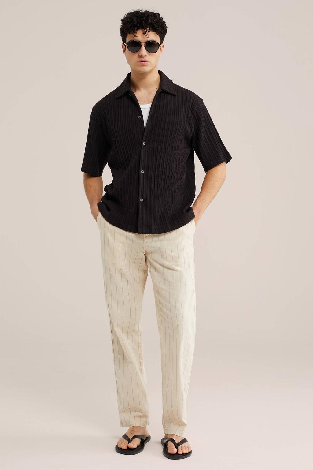 WE Fashion relaxed casual overhemd gebreid zwart