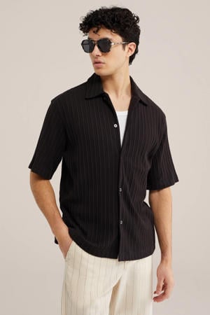 relaxed casual overhemd gebreid zwart