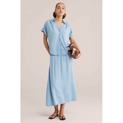WE Fashion blouse light blue denim afbeelding