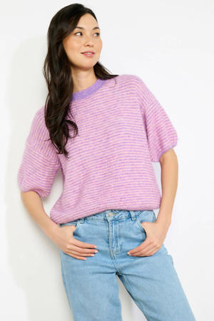 gestreepte pullover paars gebreid