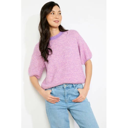 LOLALIZA gestreepte pullover paars gebreid afbeelding