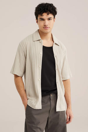 relaxed casual overhemd gebreid beige