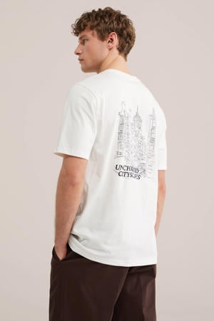 regular T-shirt met backprint ecru