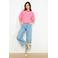 LOLALIZA gestreepte pullover roze gebreid