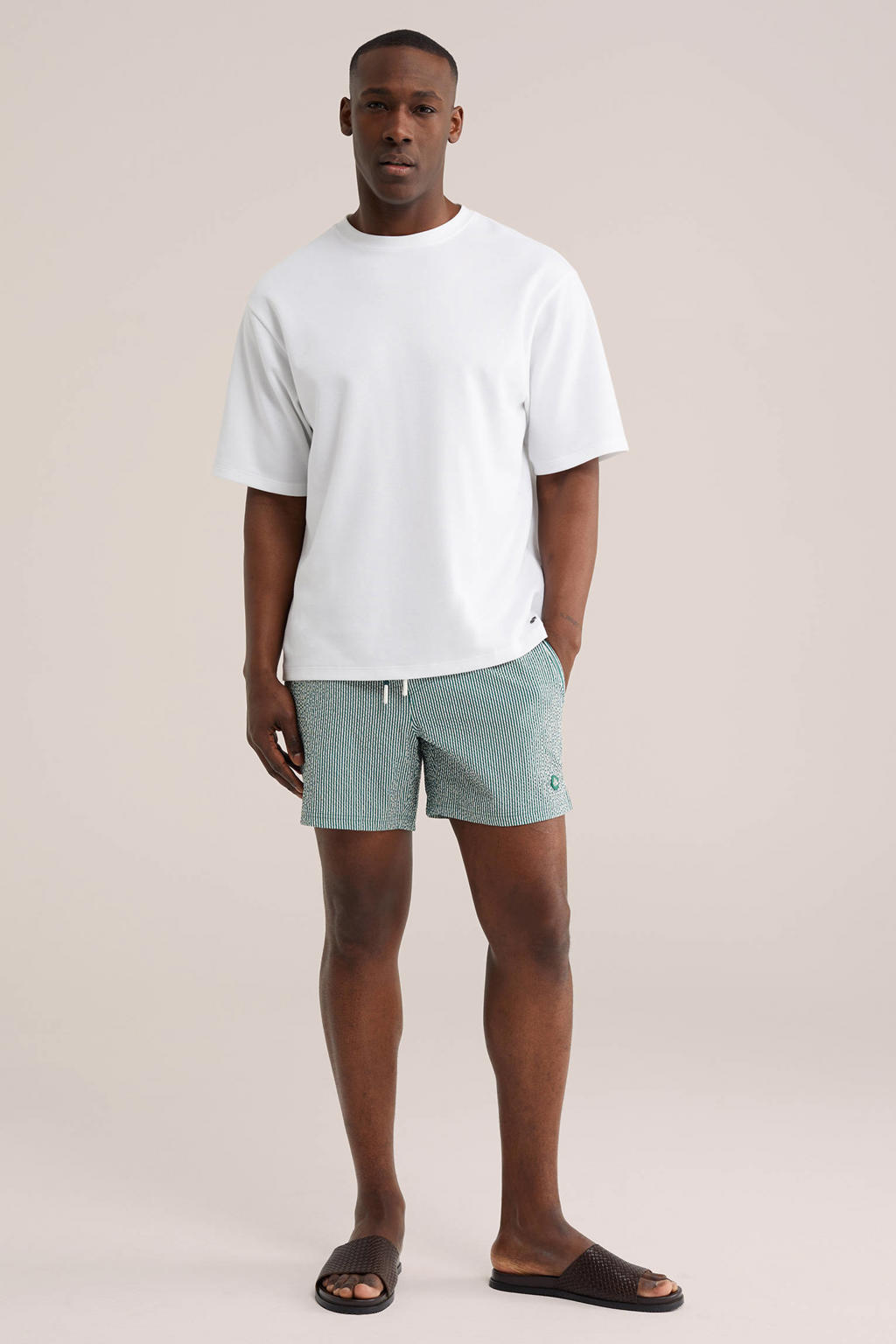 WE Fashion seersucker zwemshort groen