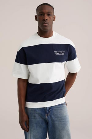 boxy gestreept T-shirt donkerblauw