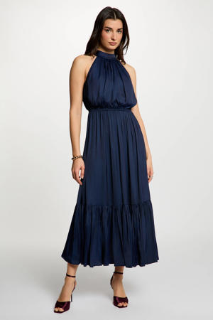 satijnen zomerjurk donkerblauw