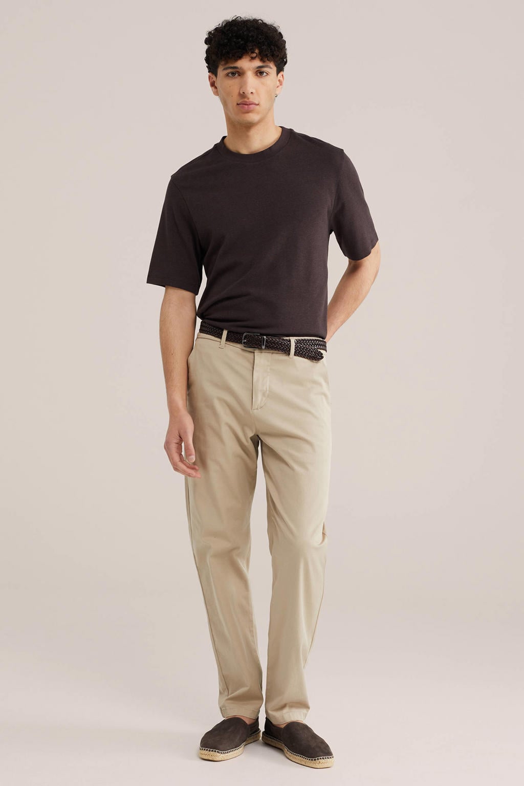 WE Fashion regular fit T-shirt - donkerbruin