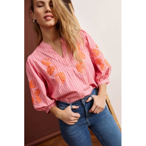 LOLALIZA gestreepte blouse roze afbeelding