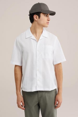 relaxed gestreept casual overhemd ecru