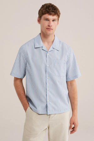 relaxed gestreept casual overhemd blauw