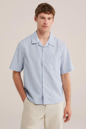 relaxed gestreept casual overhemd blauw