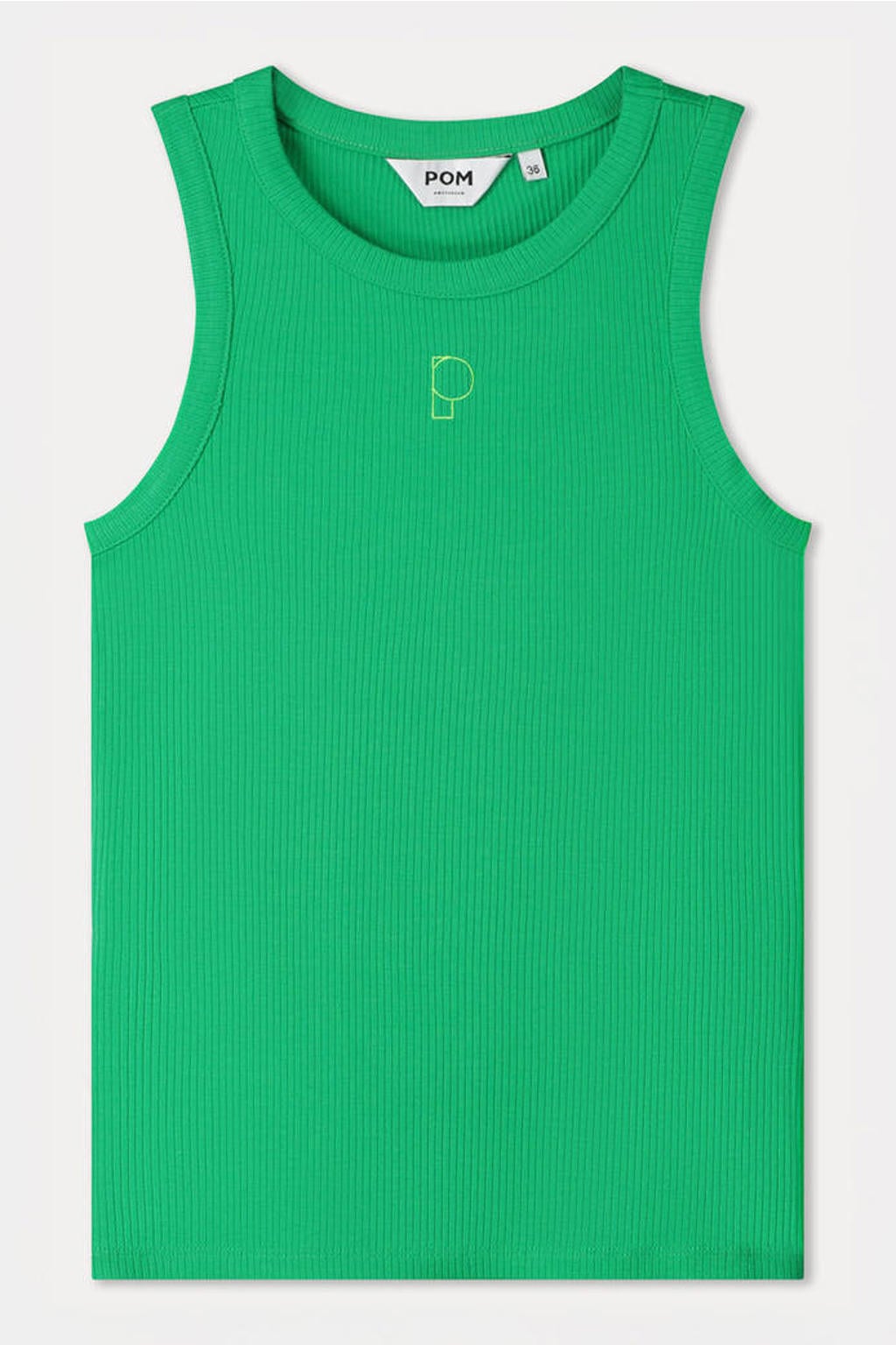 Groene dames POM Amsterdam top van viscose met effen en ronde hals