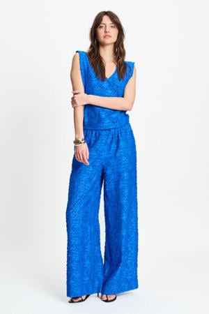 high waist broek blauw