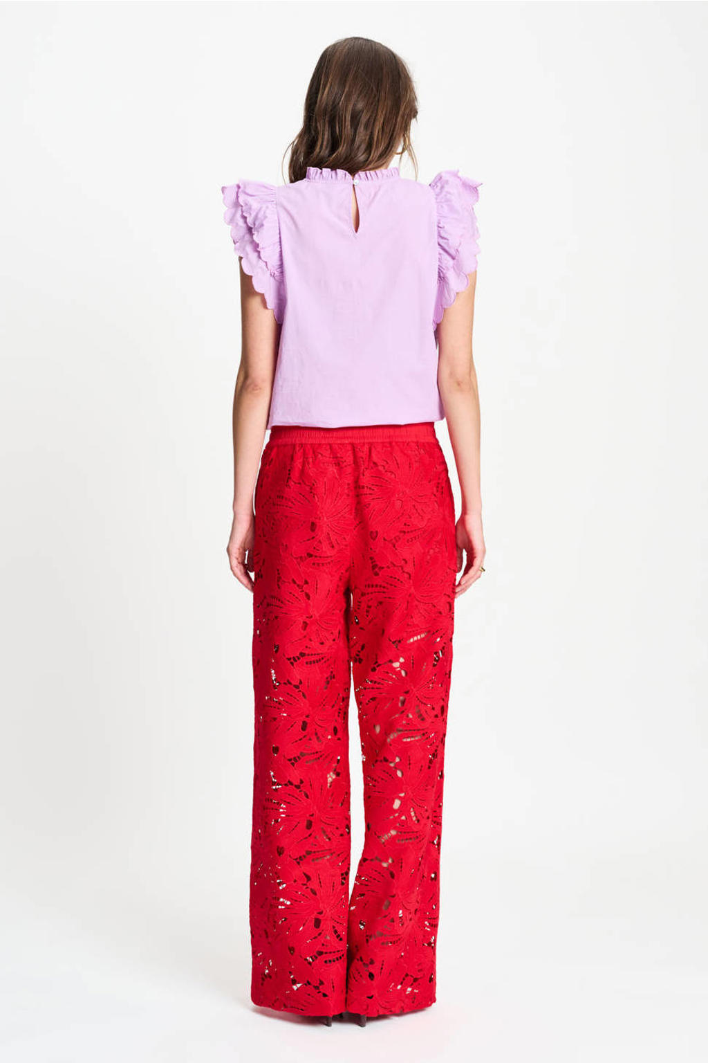 POM Amsterdam high waist gebloemde broek rood