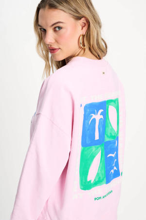 sweater met backprint lichtroze