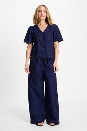 blouse broderie donkerblauw