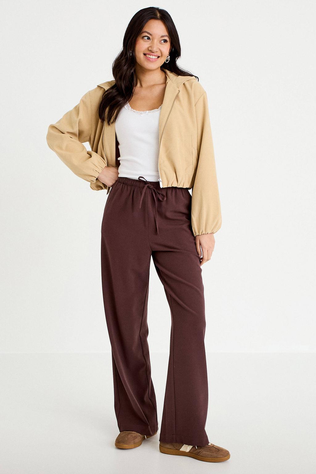 Beige dames Cache Cache jack van polyester met effen, lange mouwen en capuchon