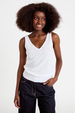 mouwloze top wit