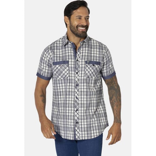 Jan Vanderstorm +FIT Collectie regular geruit casual overhemd Plus Size grijs afbeelding