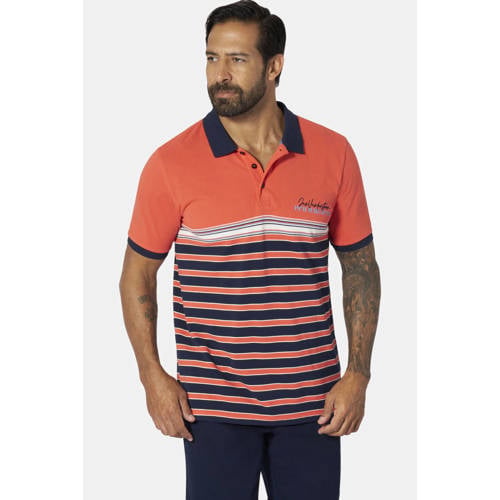 Jan Vanderstorm +FIT Collectie regular gestreepte polo Plus Size MARKUR oranje afbeelding