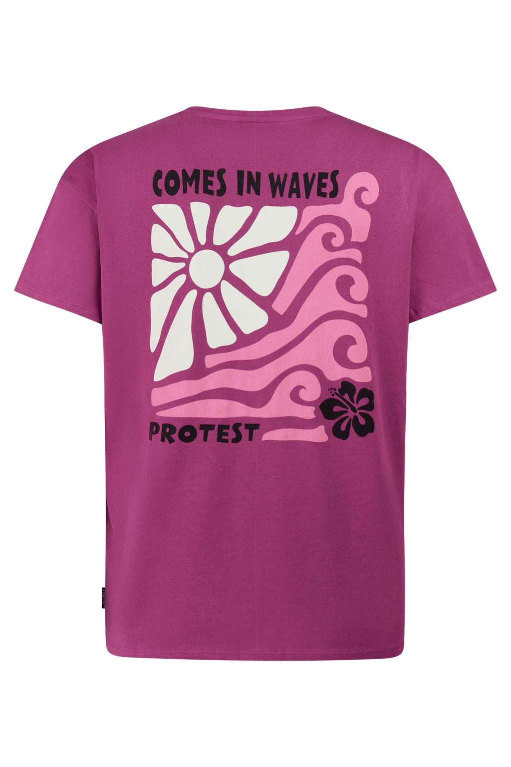 Roze dames Protest T-shirt van katoen met printopdruk, korte mouwen en ronde hals