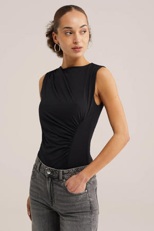 mouwloze top zwart