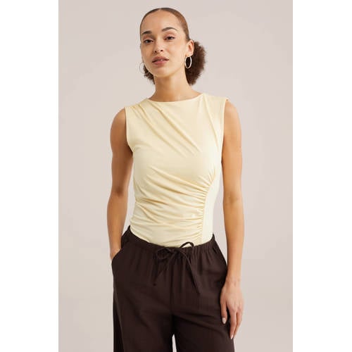WE Fashion mouwloze top lichtgeel afbeelding