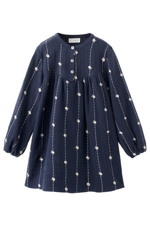 gebloemde blousejurk donkerblauw