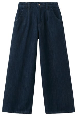 high waist wide leg jeans dark blue denim