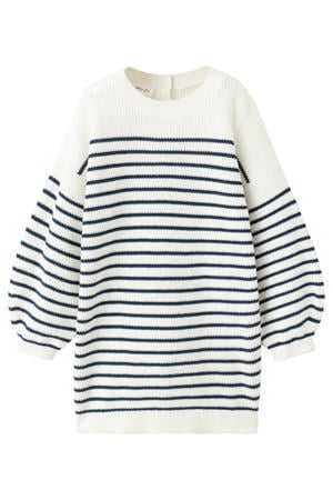 gestreepte sweatjurk gebreid ecru