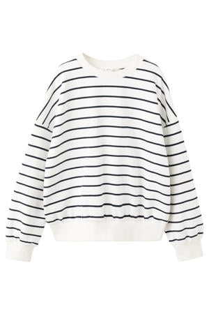 gestreepte sweater met backprint wit