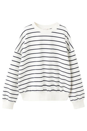 gestreepte sweater met backprint wit