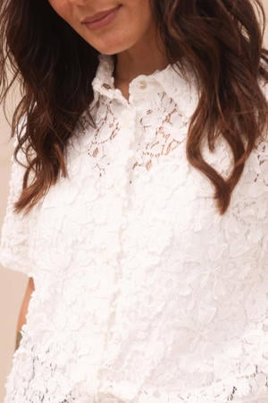gebloemde blouse ecru