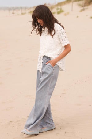 high waist casual broek blauw
