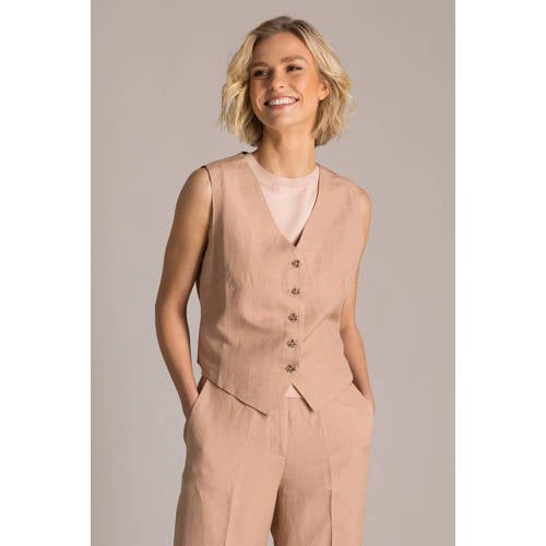 Yest gilet met linnen beige afbeelding