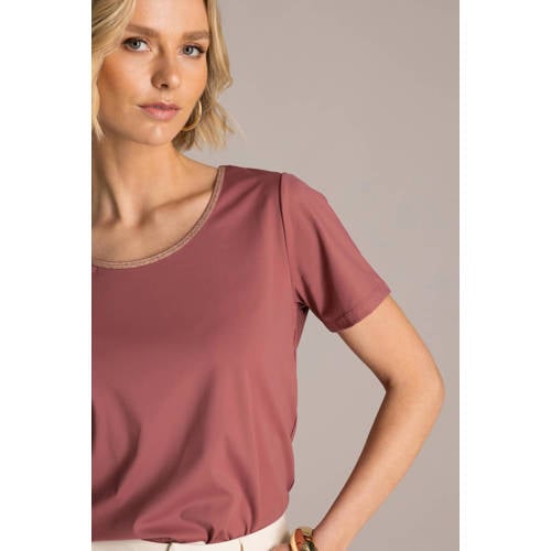 Yest T-shirt oudroze met lurex afbeelding