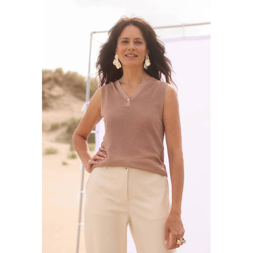 Yest top beige met lurex afbeelding