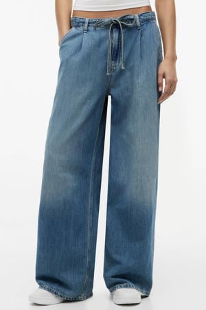 regular waist wide leg jeans - mediumblauw