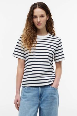gestreepte T-shirt - wit