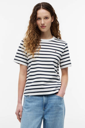 gestreepte T-shirt - wit