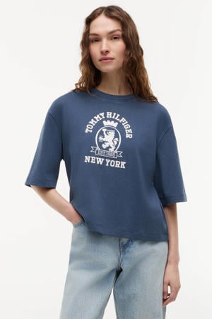 T-shirt met print - marineblauw