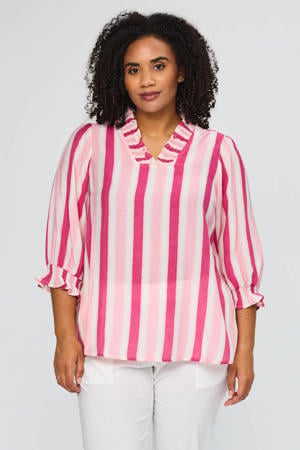 gestreepte top roze