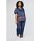 STUDIO denim gebloemde top blauw