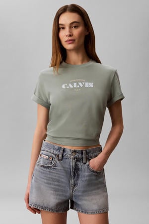 T-shirt met tekst - kaki
