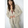 Mos Mosh gestreepte regular blazer met linnen beige